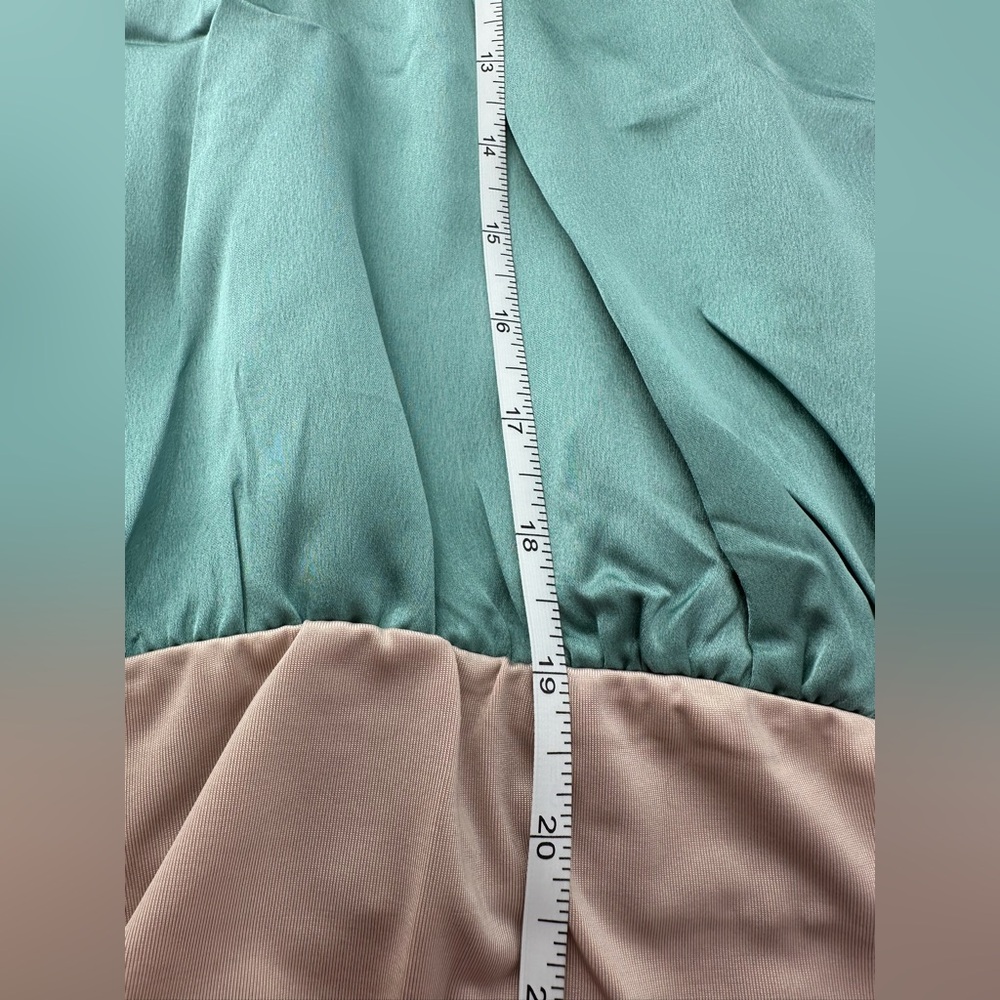 Strut & Bolt Women’s M Jade and Dark Teal Faux Wrap BodySuit Blouse NWT Long Slv - Picture 13 of 14